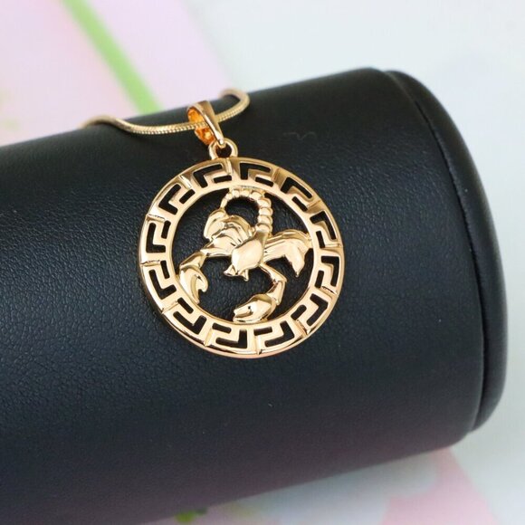 "Scorpio Zodiac Rose Gold Pendant in Gold Plated Brass, XPPT1335 - Picture 4 of 13
